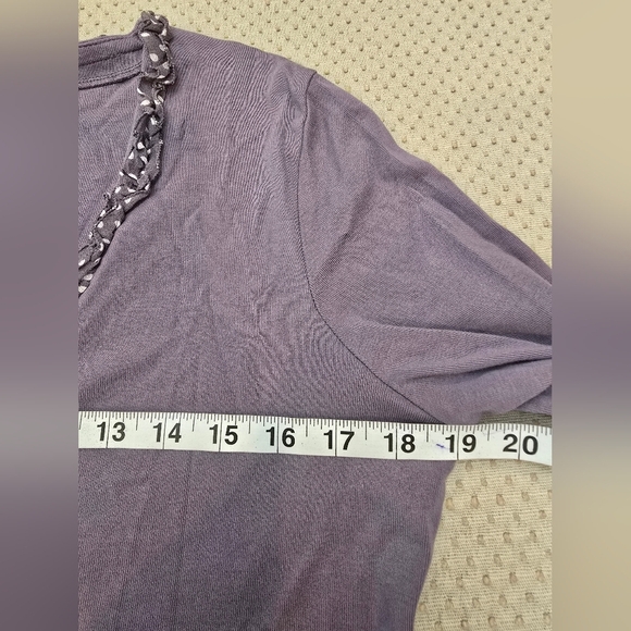 Boden Women's Polka Dots Ruffle Lace Long Sleeve Top Purple Size 14 - Picture 10 of 12